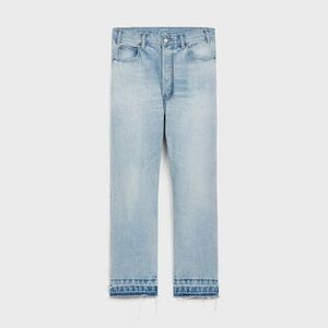CELINE Men's Straight Fit Washed Denim Jeans with Raw Hem Men LIGHT BLUE Pants